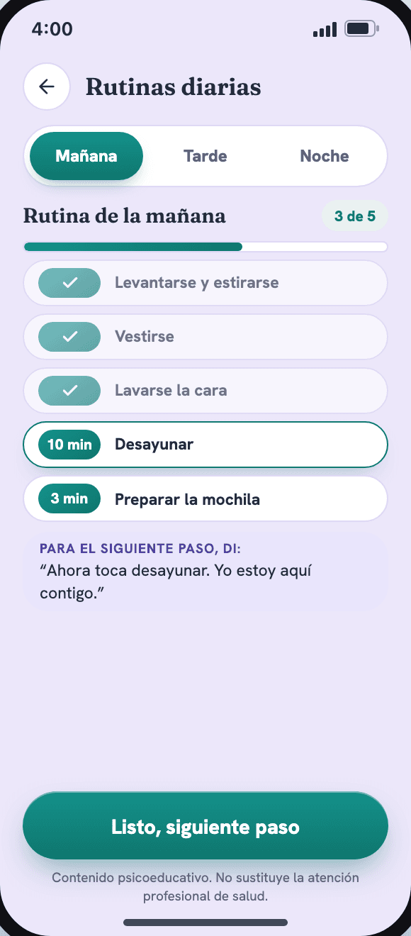 Rutina de la mañana paso a paso